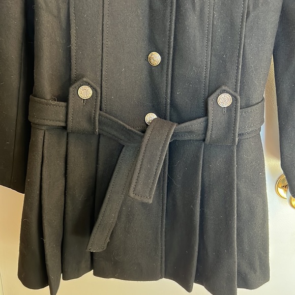 EUC Giacca Gallery Black Wool Blend Belted Trench Coat size M - Picture 3 of 11